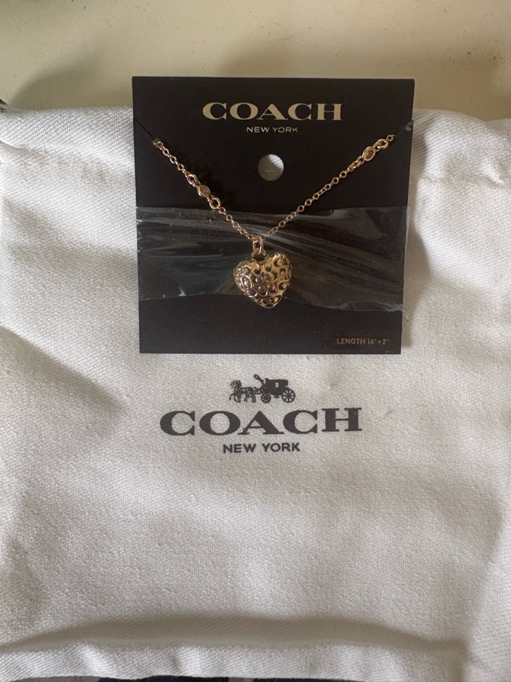 Coach Gold Heart Charm Necklace - Gold